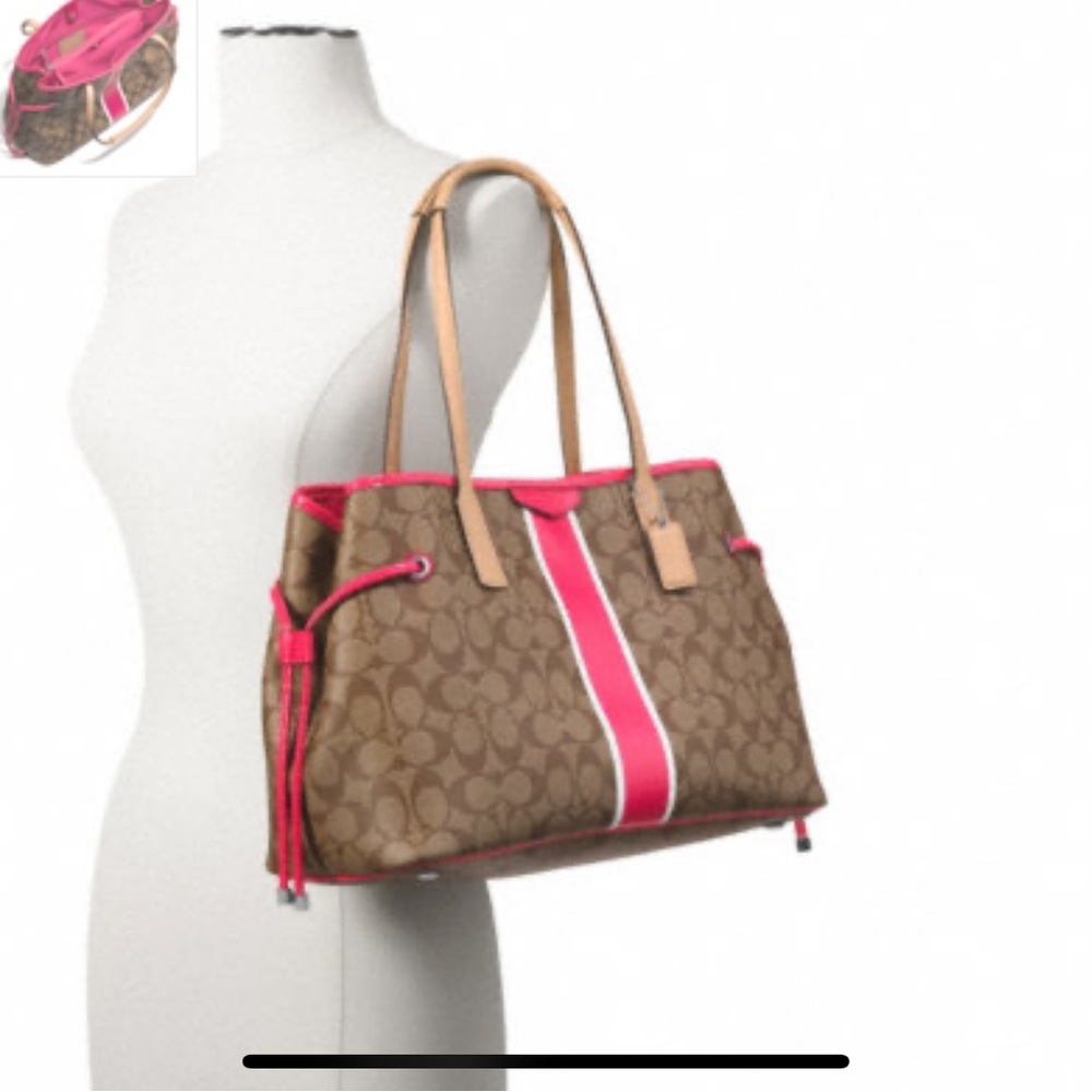 💕Like New💕 Authentic Coach purse Signature Stripe Large Carryall Handbag